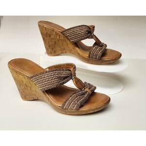 Italian Shoemakers Women's Kork Wedge Brown Sandal Shoes Size US 7